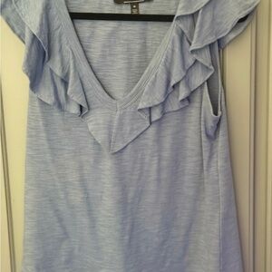 White House Black Market Sky Blue Ruffled Blouse